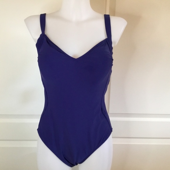 Women's V Neck Lace Up Back One Piece Bathing Suit - Picture 3 of 7